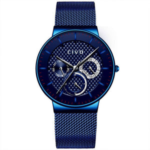 Blue Stainless Steel Luxury Watch